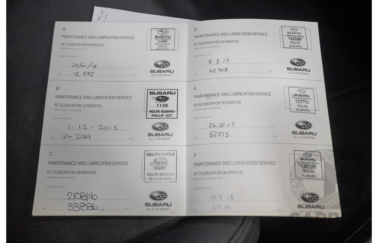 4/2014 Subaru WRX Premium (AWD) MY15 4D Sedan Lapis Blue Turbo 2.0L