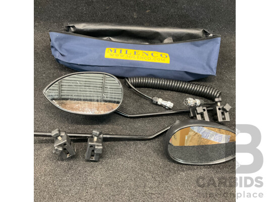 MILENCO Set of Caravan Towing Mirrors and Heavy Duty 5 Pin Trailer Cable Coil - Lot of 2