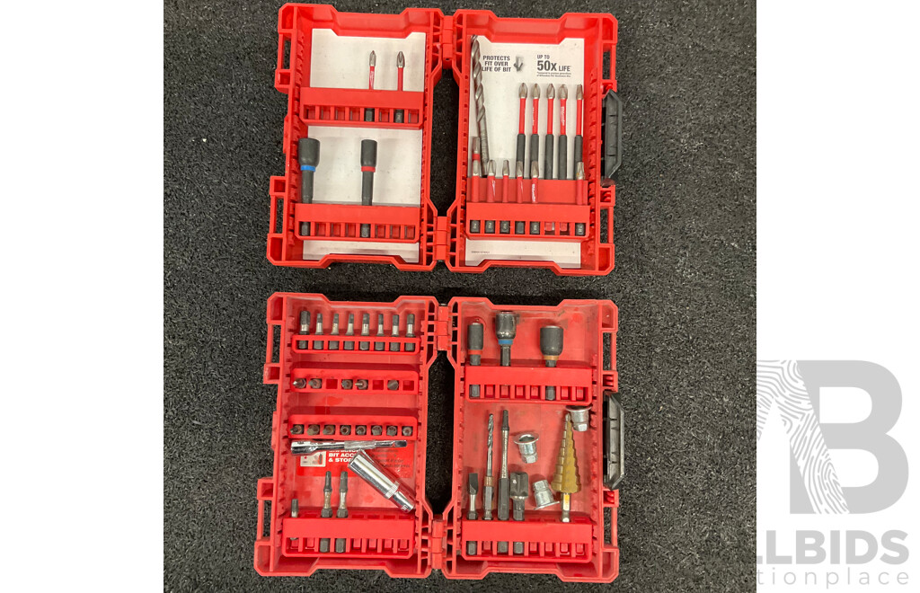 RYOBI 18V Impact Driver (R18IDBL) with 5.0Ah Battery and MILWAUKEE Bit Sets  - Lot of 4