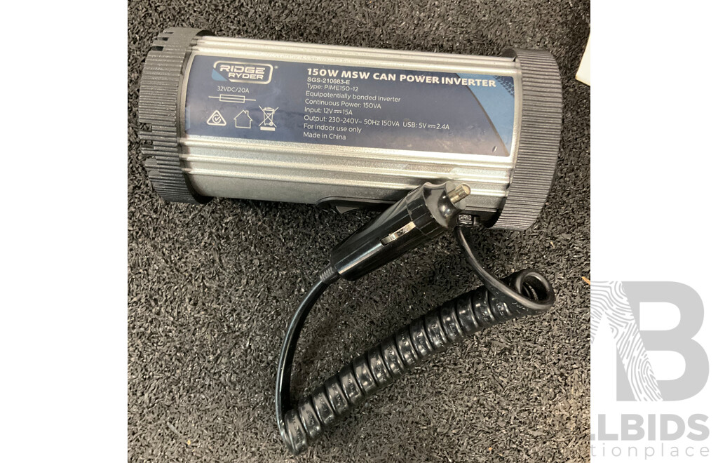 RIDGE RYDER 150W Inverter, Jumper Cables and Assorted Engine and Other Parts