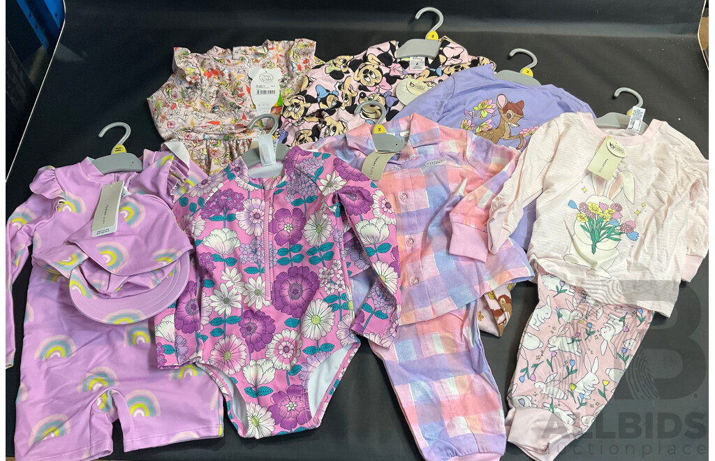 Assorted Girls' Size 2 Pajamas & Swimming Suit