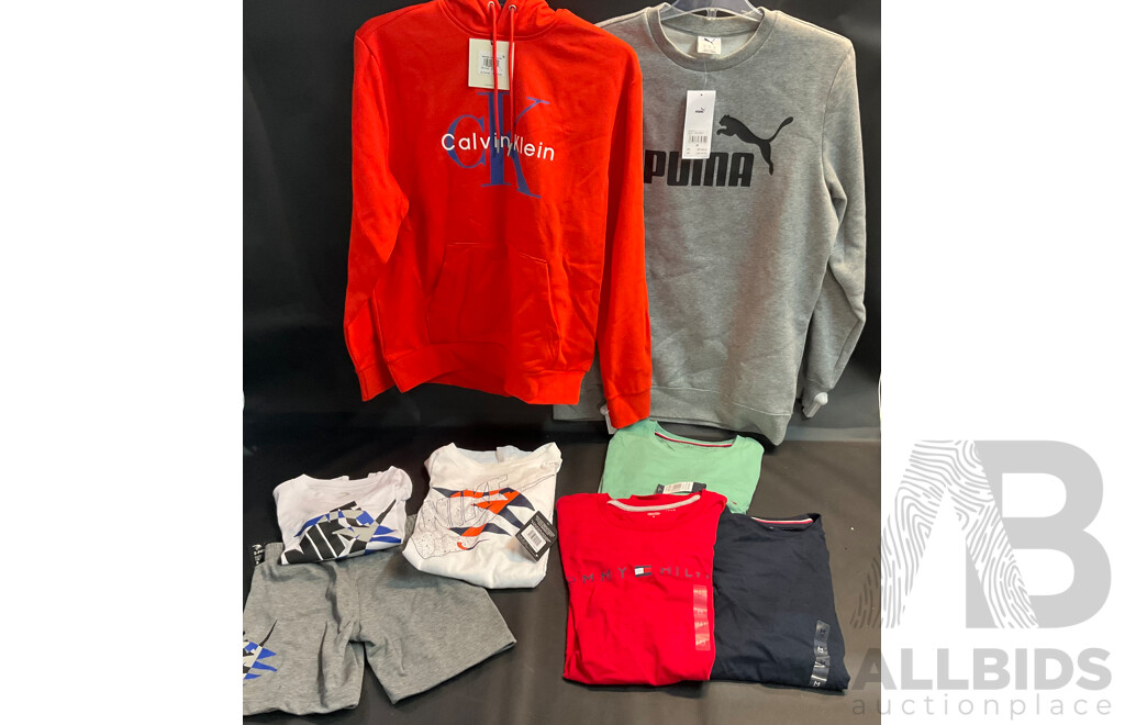 Calvin Klein ,Nike , Tommy Hilfiger, Puma Apparel - Various Sizes