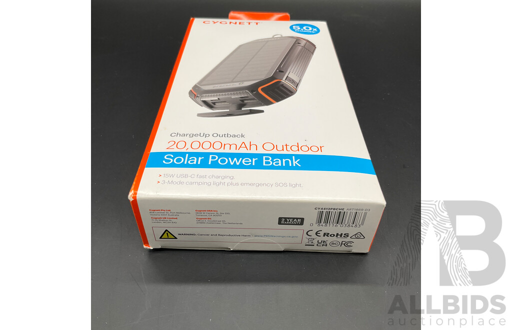 CYGNETT ChargeUp Outback 20,000mAh Outdoor Solar Power Bank