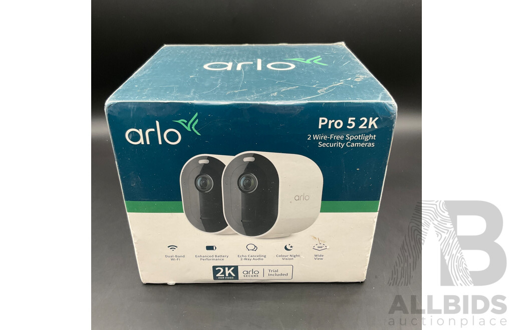 ARLO Pro 5 2K Spotlight Security Camera 2pack - ORP $499