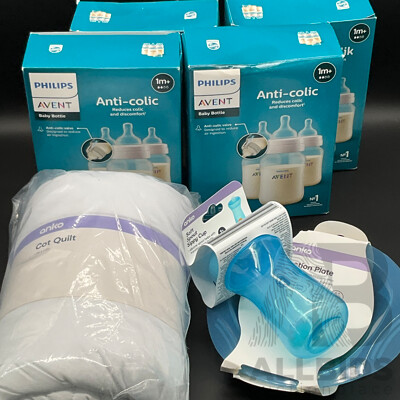 PHILIPS Avent Anti-Colic Feeding Bottle 3 Pack (4x), ANKO Quilt, Cup and Plate - Lot of 7