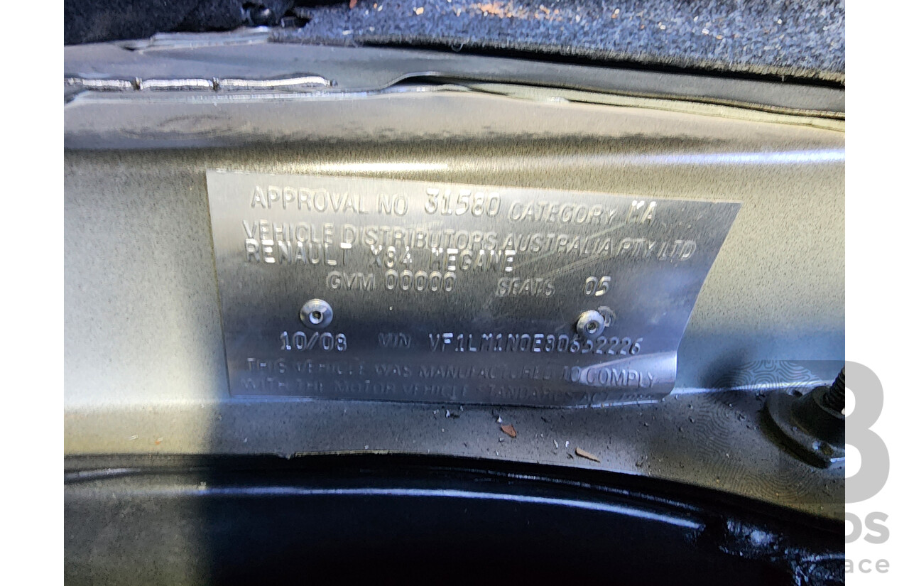 10/2008 Renault Megane Expression X84 MY06 UPGRADE 4d Sedan Black 2.0L