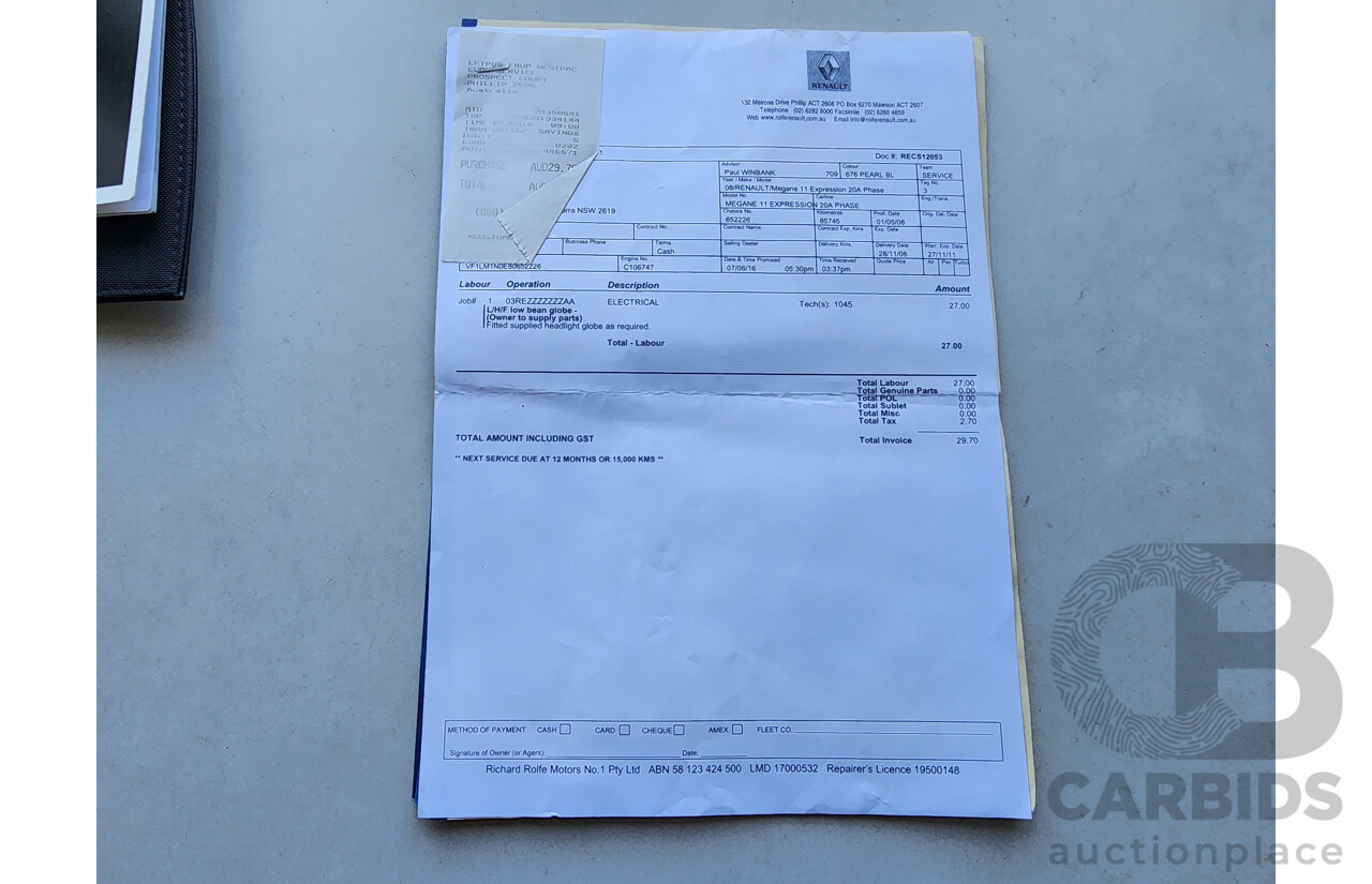 10/2008 Renault Megane Expression X84 MY06 UPGRADE 4d Sedan Black 2.0L