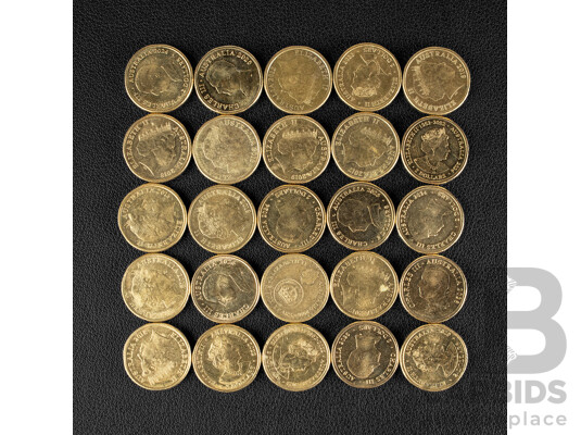 Twenty Five Australian Commemorative Two Dollar Coins Including 2026 Bluey Real Life and Bingo/Hooray, 2025 Birthday Cake Book, 2016 Fifty Years Decimal Currency 