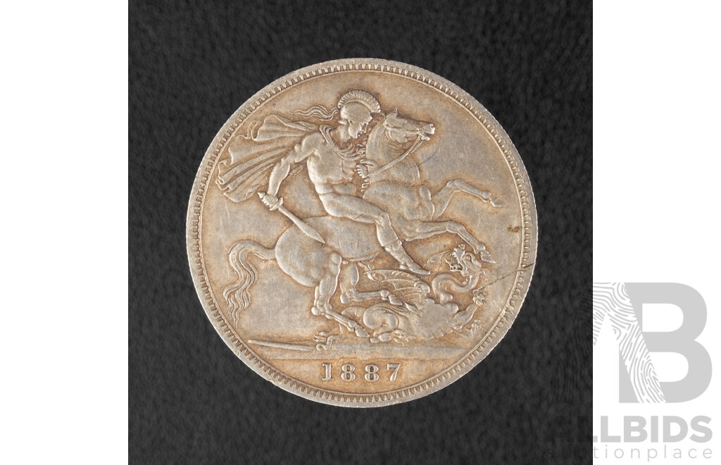 United Kingdom 1887 Silver QV Crown .925