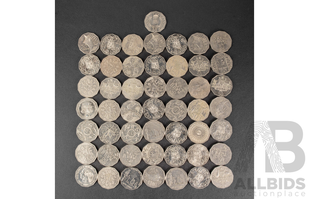 Collection of Australian Commemorative Fifty Cent Coins Including 1982 Commonwealth Games, 1998 Flinders/Bass, 1977 Jubilee, 1970 Captain Cook, 2000 Millennium, 2001 Federation, 2014 AIATIS...................