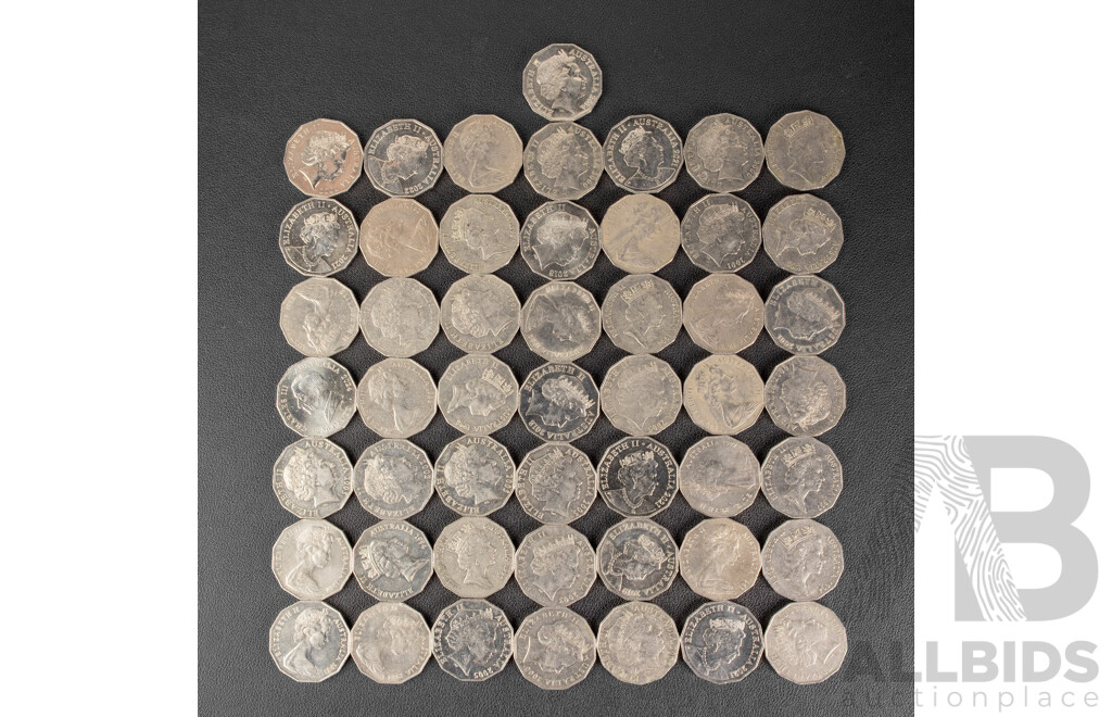 Collection of Australian Commemorative Fifty Cent Coins Including 1982 Commonwealth Games, 1998 Flinders/Bass, 1977 Jubilee, 1970 Captain Cook, 2000 Millennium, 2001 Federation, 2014 AIATIS...................