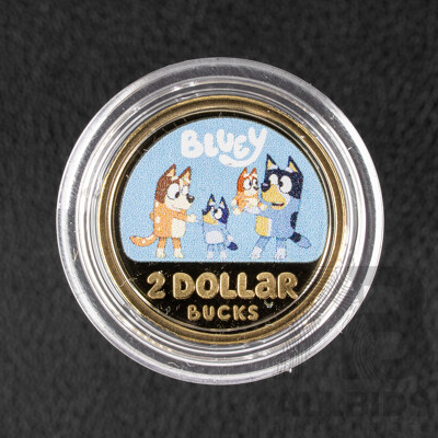 Australian RAM 2026 Proof Coloured Two Dollar Coin, Bluey Two Dollar Bucks
