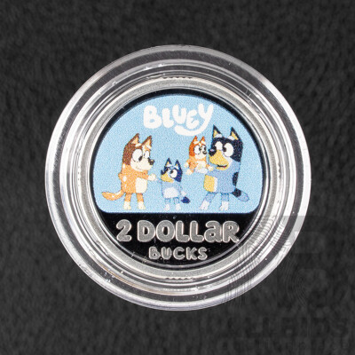 Australian RAM 2026 Silver Proof Coloured Two Dollar Coin, Bluey Two Dollar Bucks .999
