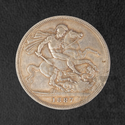 United Kingdom 1887 Silver QV Crown .925