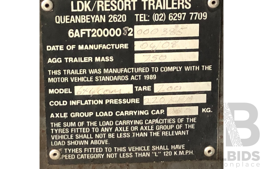 LDK/Resort Trailers 6' X 4' Enclosed Single Axle Box Trailer - Manufactured 04/2008