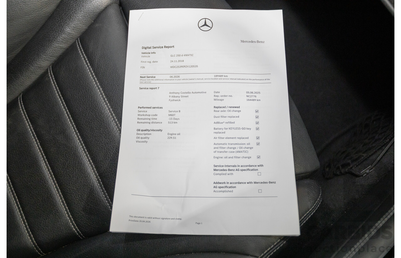 8/2018 Mercedes-Benz GLC 250d (AWD) 253 MY19 4D Wagon Selenite Grey Metallic Twin Turbo 2.1L