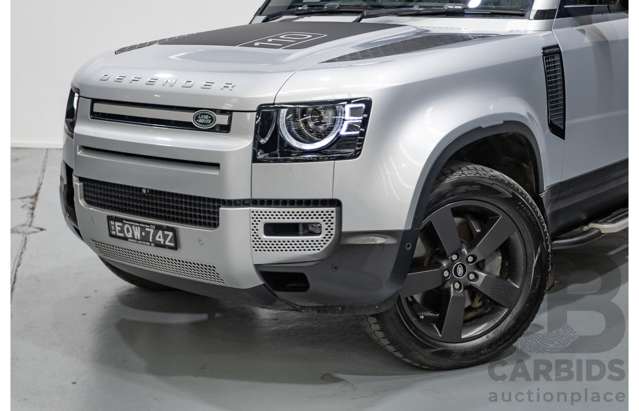 12/2021 Land Rover Defender 110 P400 SE (AWD) L663 MY2 4d Wagon Hakuba Silver Metallic Turbo 3.0L