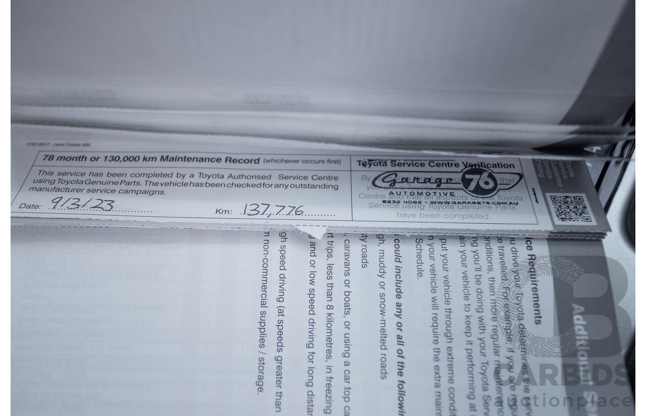 07/2017 Toyota Landcruiser VX (4x4) VDJ200R MY16 4D Wagon Crystal White Pearl Twin Turbo Diesel 4.5L - 7 seats