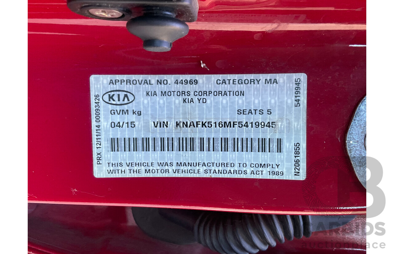 4/2015 Kia Cerato S YD MY15 4d Sedan Red 1.8L