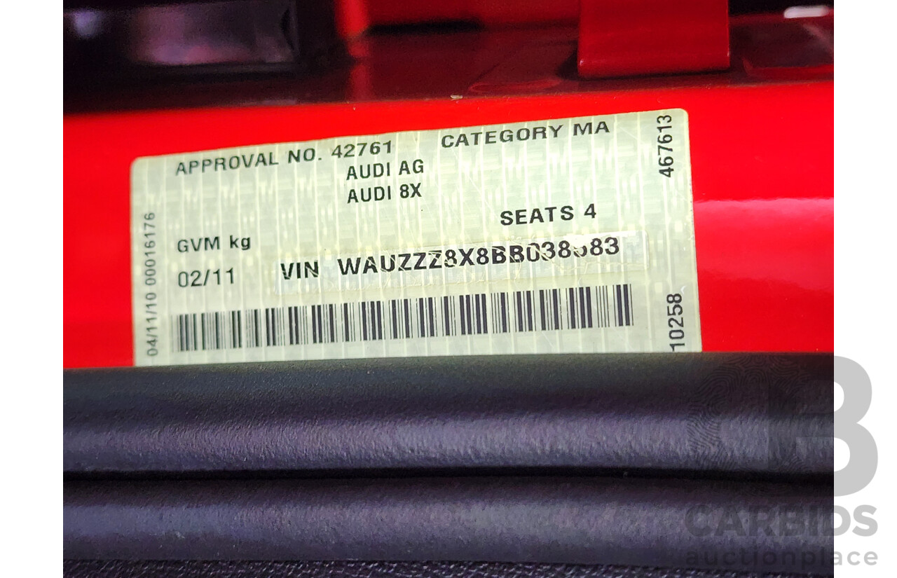 2/2011 Audi A1 1.4 TFSI Attraction 8X 3d Hatchback Red 1.4L
