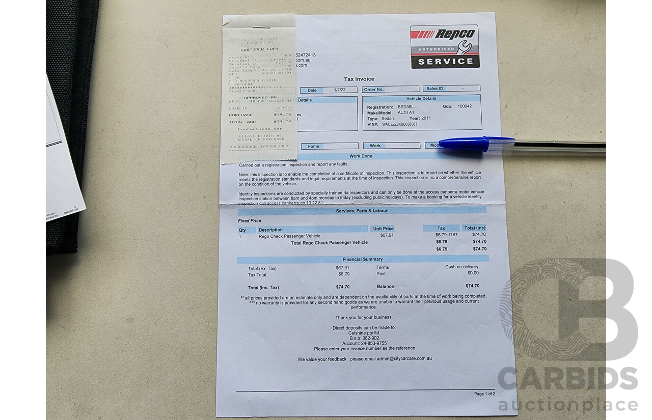 2/2011 Audi A1 1.4 TFSI Attraction 8X 3d Hatchback Red 1.4L