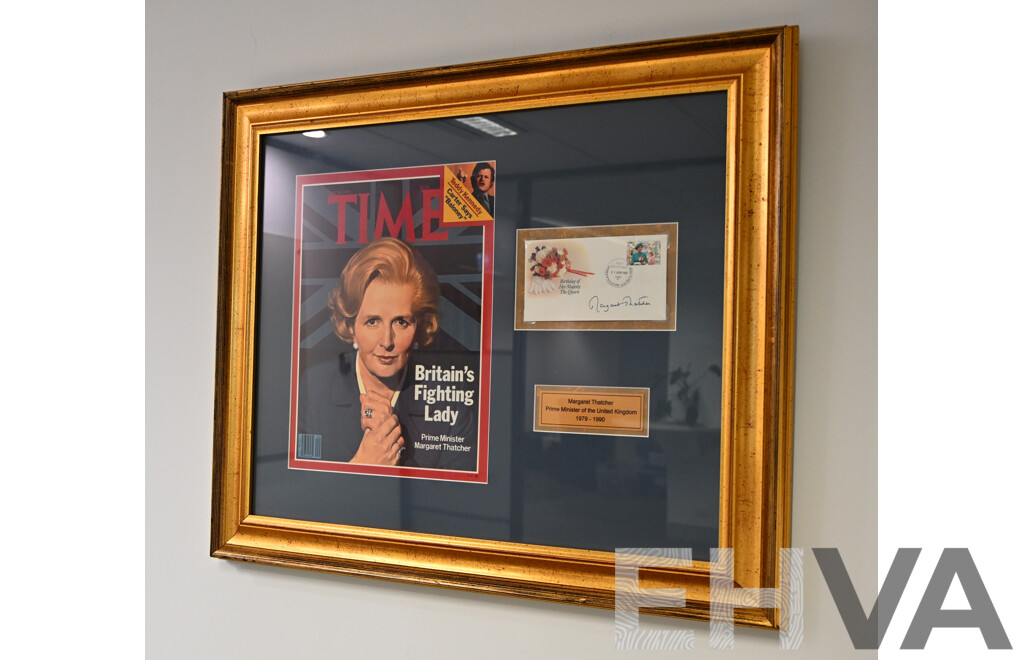 L18 - Margaret Thatcher Framed Signature and Time Magazine Cover