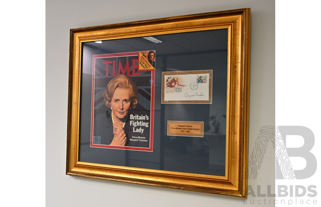 L18 - Margaret Thatcher Framed Signature and Time Magazine Cover
