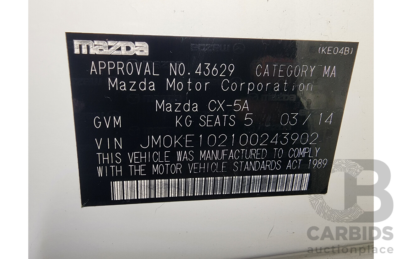 3/2014 Mazda Cx-5 Akera (4x4) MY13 UPGRADE 4d Wagon White 2.2L