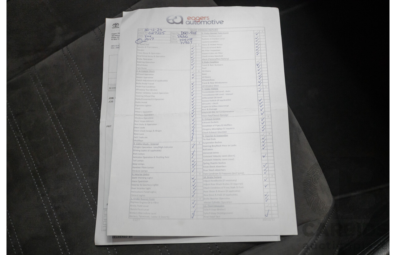 11/2017 Volkswagen Polo Urban + (81TSI) 6R MY17.5 5D Hatchback White 1.2L