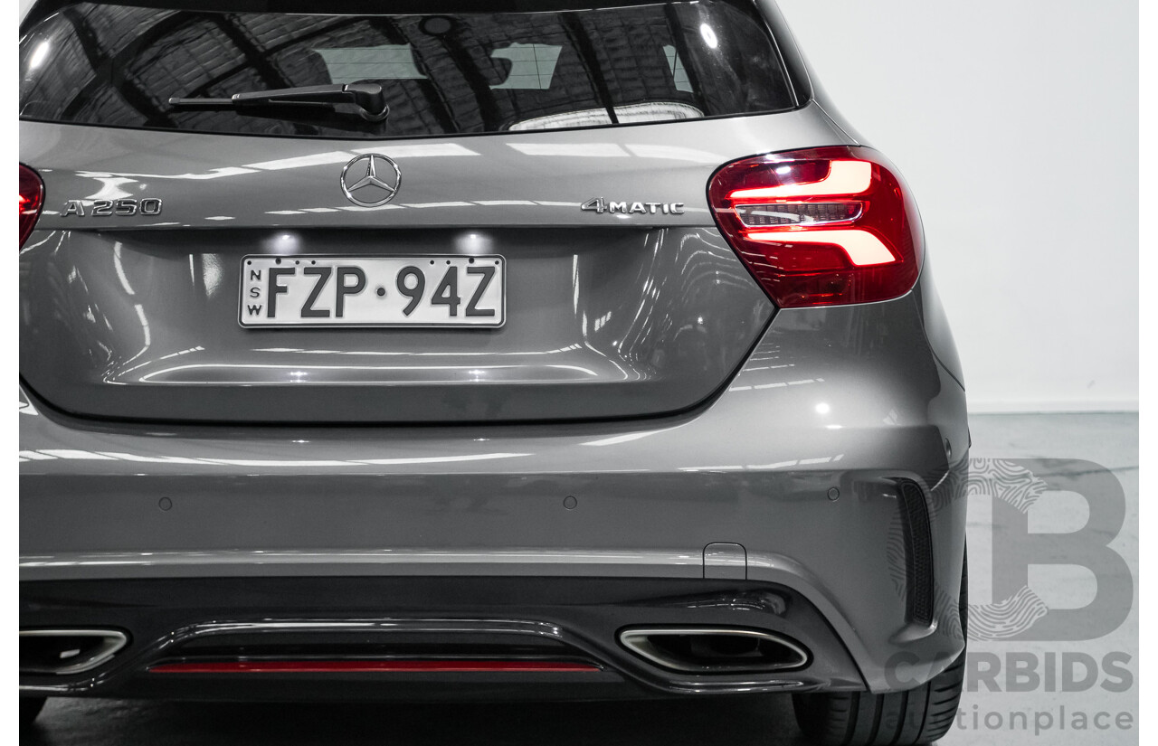 8/2017 Mercedes-Benz A250 Sport 4MATIC (AWD) 176 MY17.5 5D Hatchback Mountain Grey Metallic Turbo 2.0L