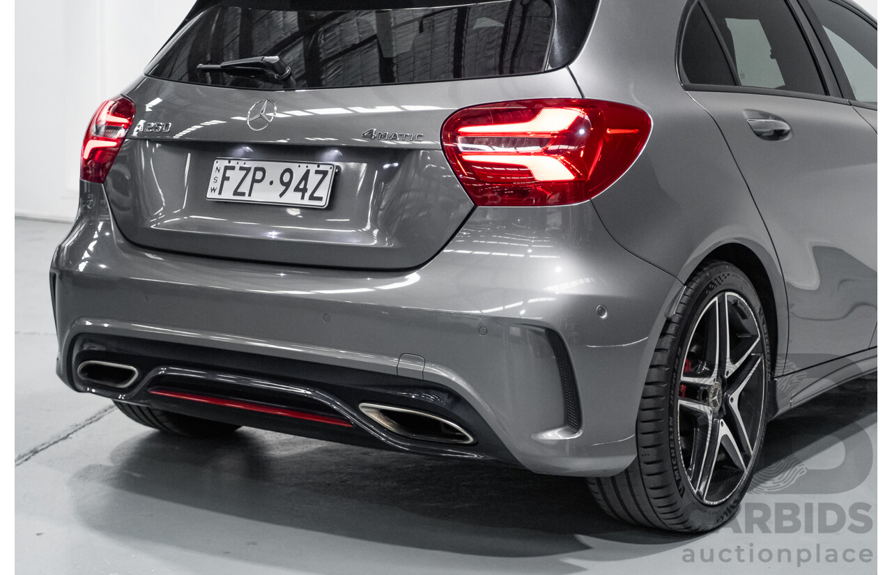8/2017 Mercedes-Benz A250 Sport 4MATIC (AWD) 176 MY17.5 5D Hatchback Mountain Grey Metallic Turbo 2.0L