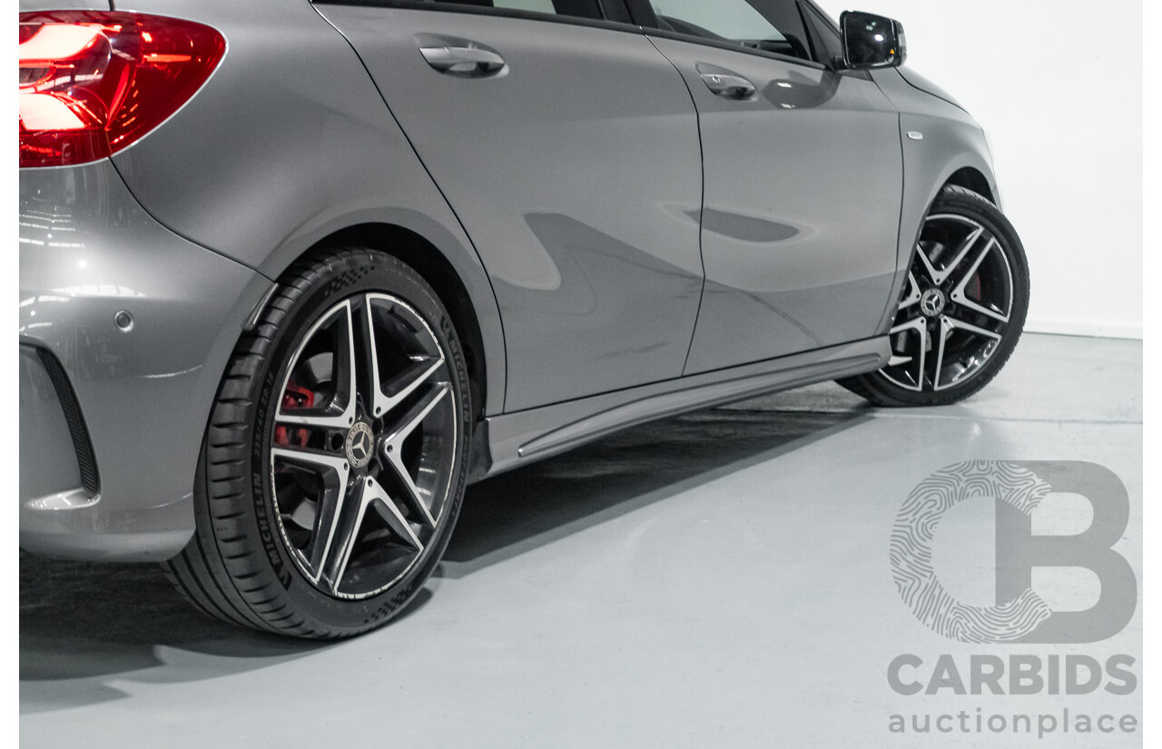 8/2017 Mercedes-Benz A250 Sport 4MATIC (AWD) 176 MY17.5 5D Hatchback Mountain Grey Metallic Turbo 2.0L