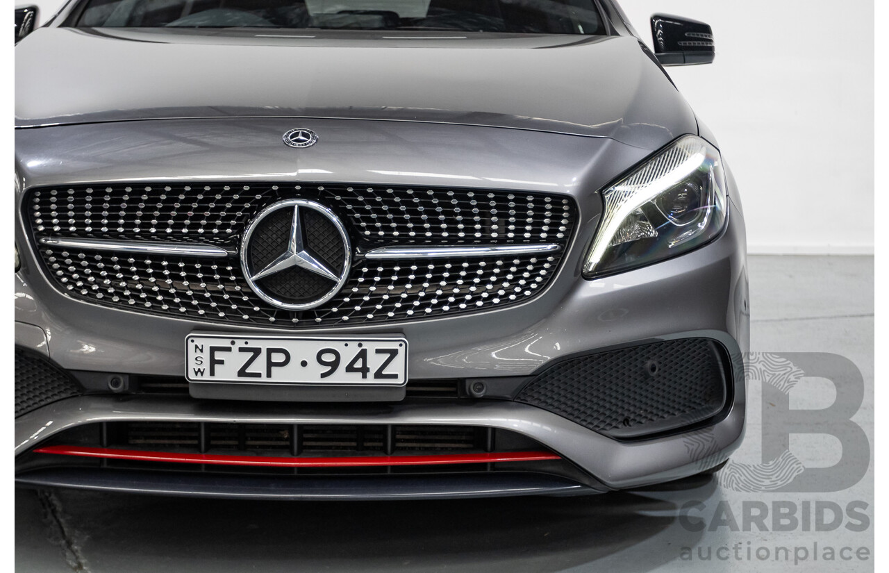 8/2017 Mercedes-Benz A250 Sport 4MATIC (AWD) 176 MY17.5 5D Hatchback Mountain Grey Metallic Turbo 2.0L