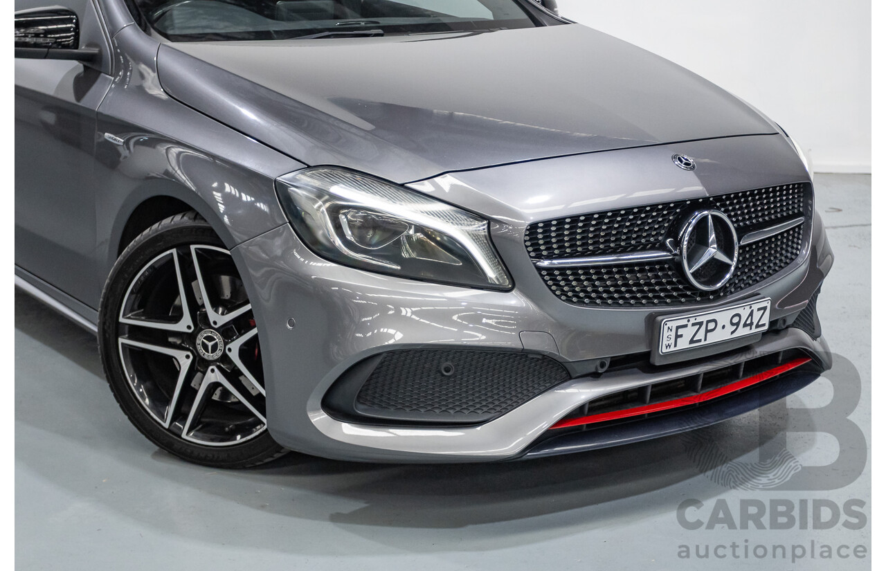 8/2017 Mercedes-Benz A250 Sport 4MATIC (AWD) 176 MY17.5 5D Hatchback Mountain Grey Metallic Turbo 2.0L