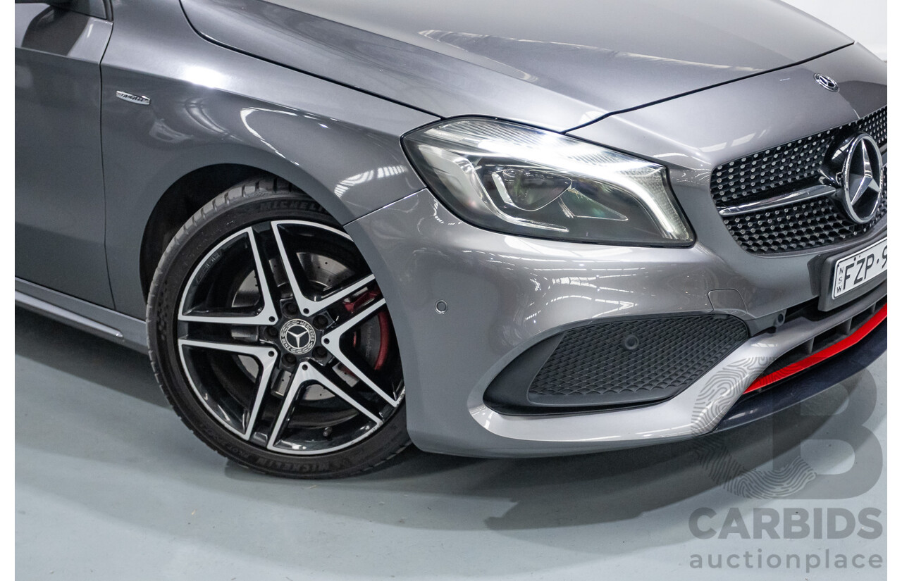 8/2017 Mercedes-Benz A250 Sport 4MATIC (AWD) 176 MY17.5 5D Hatchback Mountain Grey Metallic Turbo 2.0L