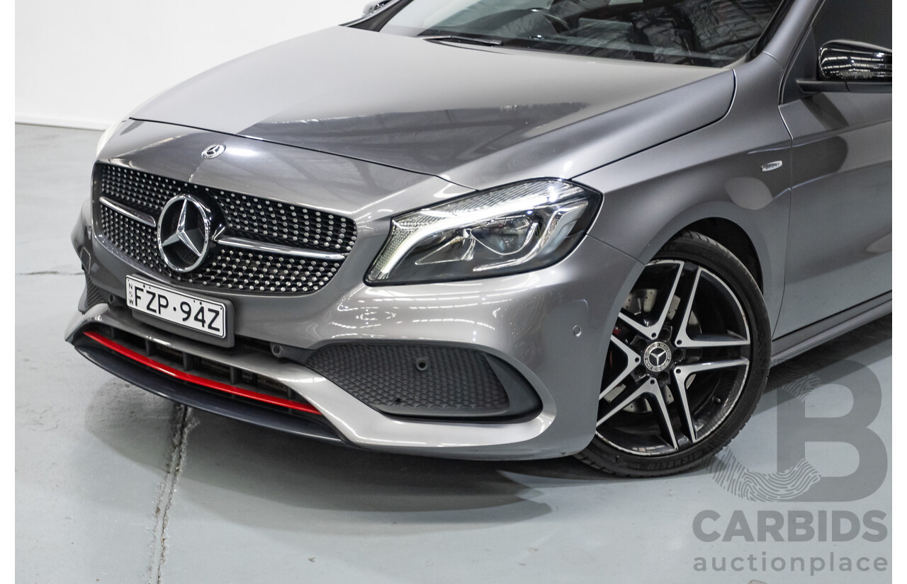 8/2017 Mercedes-Benz A250 Sport 4MATIC (AWD) 176 MY17.5 5D Hatchback Mountain Grey Metallic Turbo 2.0L