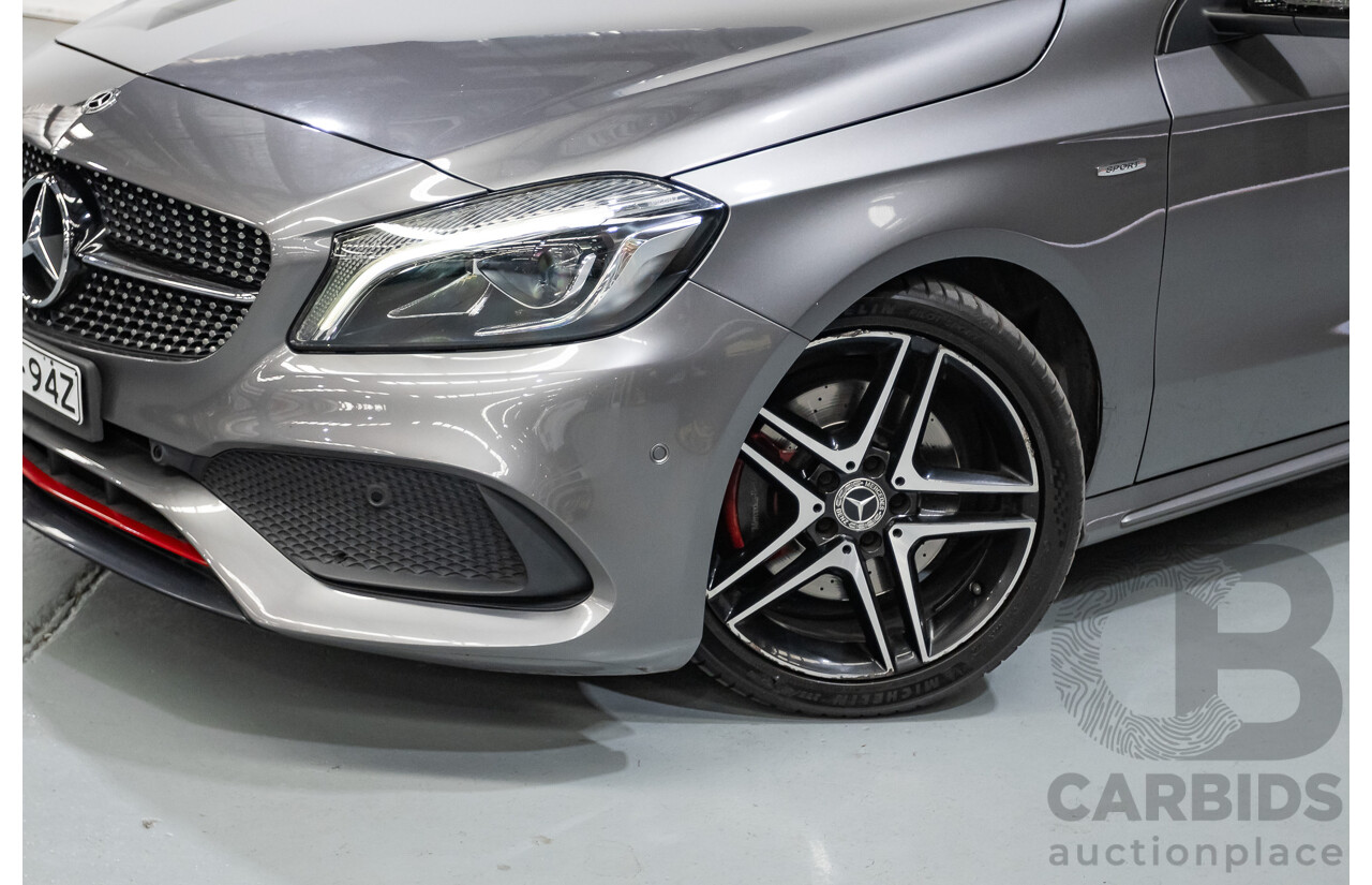 8/2017 Mercedes-Benz A250 Sport 4MATIC (AWD) 176 MY17.5 5D Hatchback Mountain Grey Metallic Turbo 2.0L