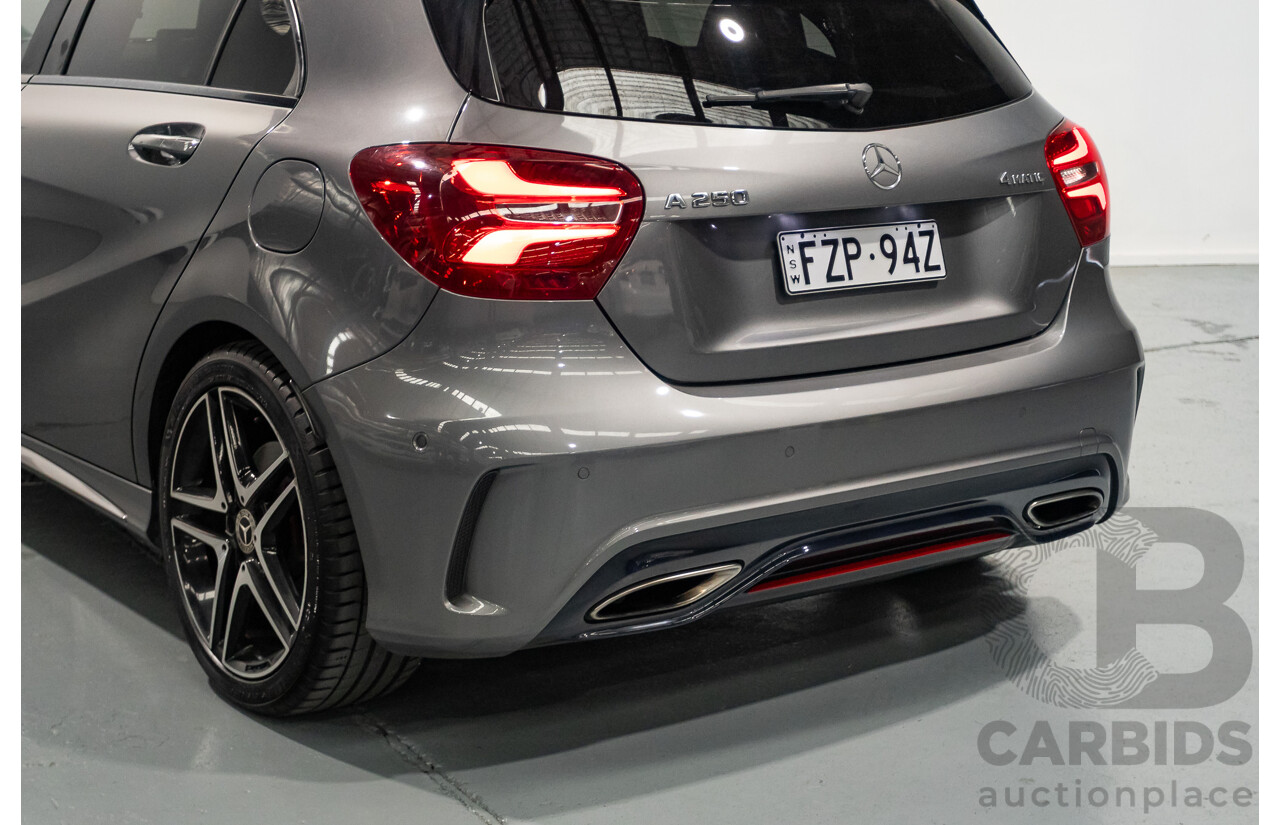 8/2017 Mercedes-Benz A250 Sport 4MATIC (AWD) 176 MY17.5 5D Hatchback Mountain Grey Metallic Turbo 2.0L