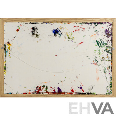 Jack Shahine (20th Century, Australian), Circular Abstract, Original Mid-Century Style Acrylic & Enamel on Canvas, 66 x 97 cm (frame)