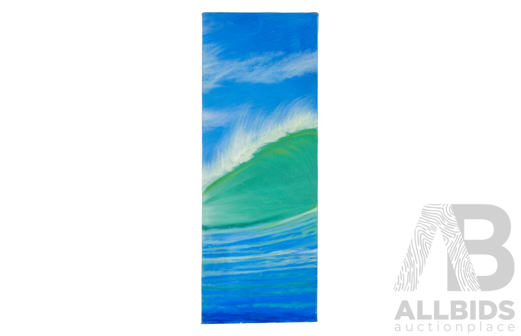 Artist Unknown (20th Century), Rolling Waves, Wonderful Original Separate Paneled Polyptych, Oil on Canvas, 80 x 30 cm (5)