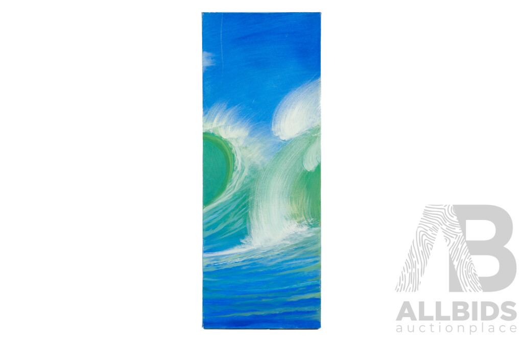 Artist Unknown (20th Century), Rolling Waves, Wonderful Original Separate Paneled Polyptych, Oil on Canvas, 80 x 30 cm (5)