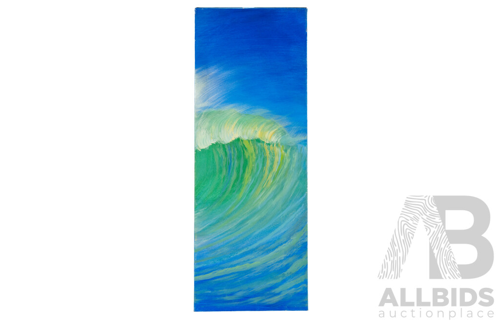 Artist Unknown (20th Century), Rolling Waves, Wonderful Original Separate Paneled Polyptych, Oil on Canvas, 80 x 30 cm (5)