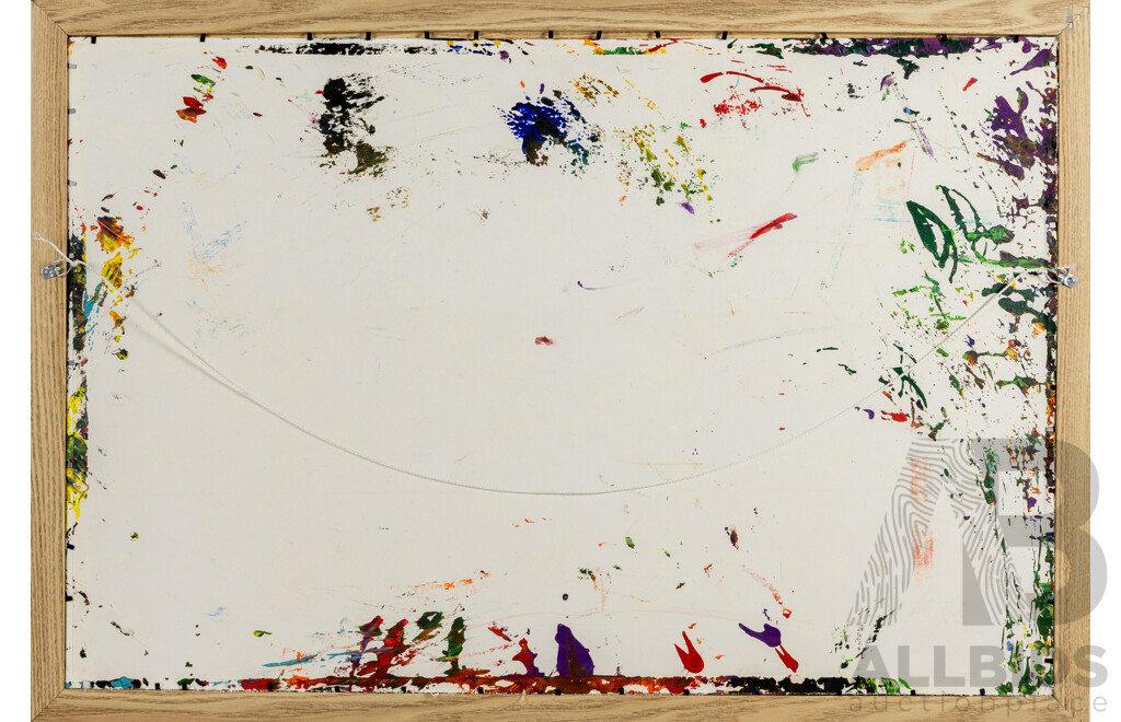 Jack Shahine (20th Century, Australian), Circular Abstract, Original Mid-Century Style Acrylic & Enamel on Canvas, 66 x 97 cm (frame)