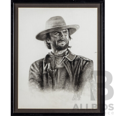 Artist Unknown, (20th Century), Portrait of Clint Eastwood in The Outlaw Josey Wales (1976), Original Sketch (1993), 54 x 44 cm (frame)