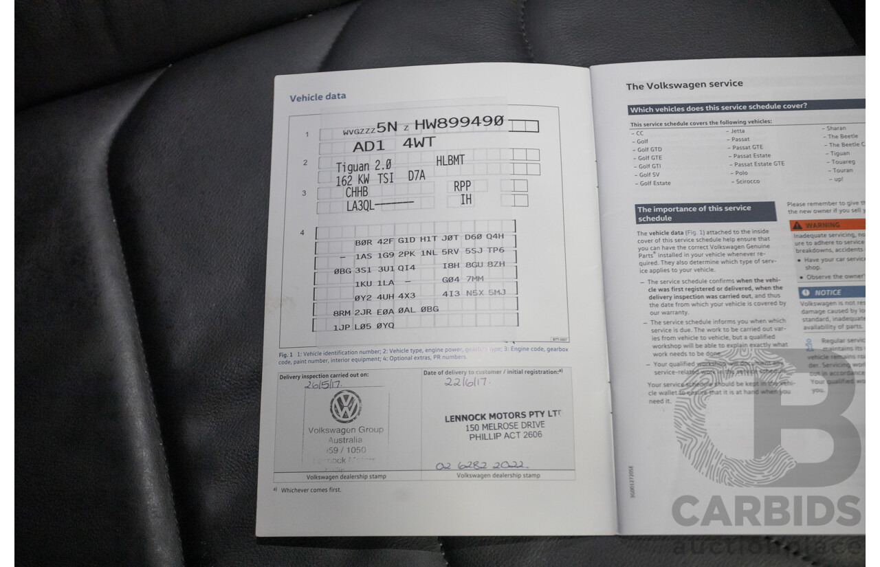 5/2017 Volkswagen Tiguan 162 TSI Highline (AWD) 5NA 4D Wagon Ruby Red Metallic Turbo 2.0L