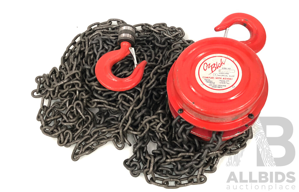 Oz Blok One Tonne Chain Lift Block and Tackle