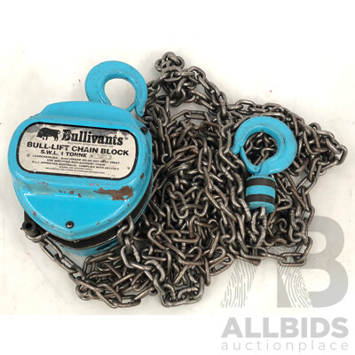 Bullivants One Tonne Chain Lift Block and Tackle