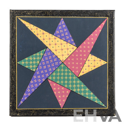 Jill O'Brien (20th Century, Australian), Morning Star, Symmetry in Purple, Nice Trio of Original Quilt Design Inspired Oil on Canvases, 45 X 45 Cm (largest) (3)