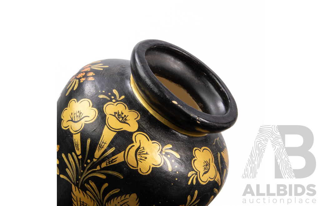 Pair of Unmatched Hand Painted Ceramic Vases