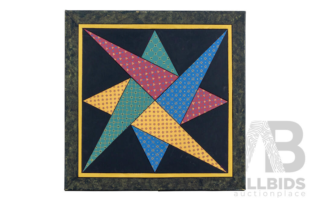 Julie O'Brien (20th Century, Australian), Woven Star I and II, Pair of Original Quilt Design Inspired Oil on Canvases, 50 x 50 cm (2)